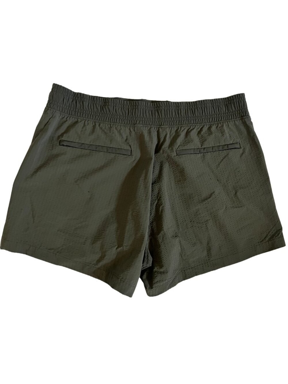 Athleta Textured Brooklyn Short 4" Dark Olive Green Travel Hiking Shorts Size 12 - Picture 2 of 6
